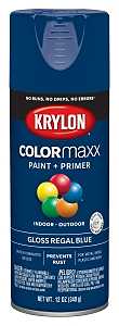Krylon K05535007 Enamel Spray Paint, 12 oz Can, 25 sq-ft Coverage Area, Solvent Base, Gloss, Regal Blue