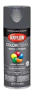 Krylon K05539007 Enamel Spray Paint, 12 oz Can, 25 sq-ft Coverage Area, Solvent Base, Gloss, Smoke Gray