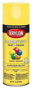 Krylon K05541007 Enamel Spray Paint, 12 oz Can, 25 sq-ft Coverage Area, Solvent Base, Gloss, Sun Yellow