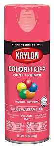 Krylon K05544007 Enamel Spray Paint, 12 oz Can, 25 sq-ft Coverage Area, Solvent Base, Gloss, Watermelon