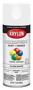Krylon K05545007 Enamel Spray Paint, 12 oz Can, 25 sq-ft Coverage Area, Solvent Base, Gloss, White