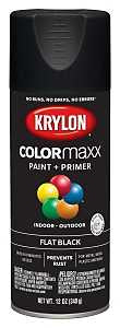 Krylon K05546007 Enamel Spray Paint, 12 oz Can, 25 sq-ft Coverage Area, Solvent Base, Flat, Black