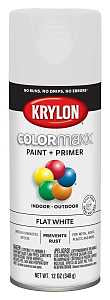 Krylon K05548007 Enamel Spray Paint, 12 oz Can, 25 sq-ft Coverage Area, Solvent Base, Flat, White