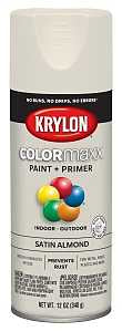 Krylon K05554007 Enamel Spray Paint, 12 oz Can, 25 sq-ft Coverage Area, Acrylic Base, Satin, Almond