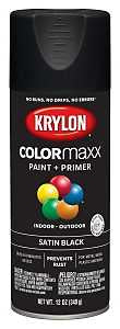 Krylon K05557007 Enamel Spray Paint, 12 oz Can, 25 sq-ft Coverage Area, Acrylic Base, Satin, Black