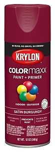 Krylon K05560007 Enamel Spray Paint, 12 oz Can, 25 sq-ft Coverage Area, Acrylic Base, Satin, Burgundy