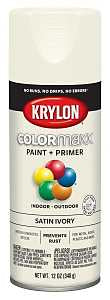 Krylon K05567007 Enamel Spray Paint, 12 oz Can, 25 sq-ft Coverage Area, Acrylic Base, Satin, Ivory