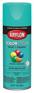 Krylon K05576007 Enamel Spray Paint, 12 oz Can, 25 sq-ft Coverage Area, Acrylic Base, Sea Glass, Exterior, Interior