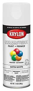 Krylon K05577007 Enamel Spray Paint, 12 oz Can, 25 sq-ft Coverage Area, Acrylic Base, Satin, White