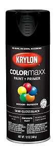 Krylon K05579007 Enamel Spray Paint, 12 oz Can, 25 sq-ft Coverage Area, Acrylic Base, Semi-Gloss, Black
