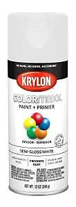 Krylon K05580007 Enamel Spray Paint, 12 oz Can, 25 sq-ft Coverage Area, Acrylic Base, Semi-Gloss, White