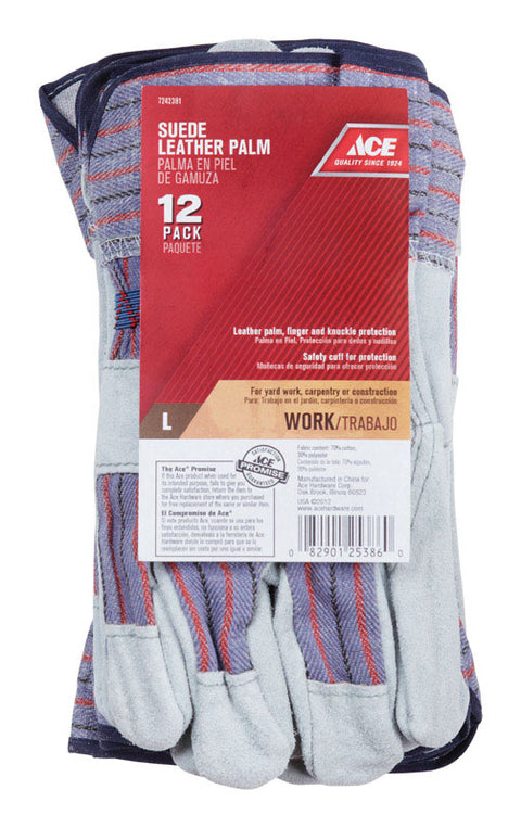 Ace Multicolored Universal Large Leather Palm Work Gloves