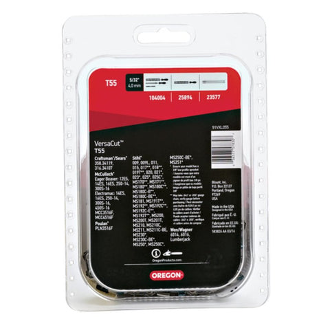 T55 Shell Oregon VersaCut T55 Chainsaw Chain, 16 in L Bar, 0.05 Gauge, 3/8 in TP ...