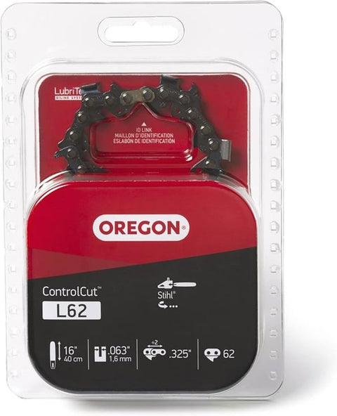 Oregon ControlCut L62 Chainsaw Chain, 22BPX Chain, 16 in L Bar, 0.325 in TPI/Pitch, 62-Link