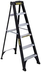 DeWALT by Louisville DXL3110 Series DXL3110-06 Step Ladder, 6 ft H, Type I Duty Rating, Fiberglass, 250 lb, 5-Step