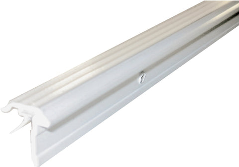 M-D 69962 Astragal Weatherstrip with Vinyl Insert, 3/4 in W, 7/8 in Thick, 84 in L, Aluminum, White