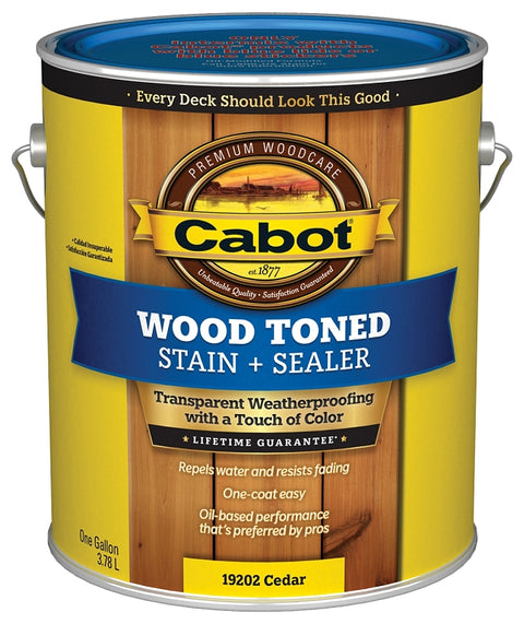 Cabot 140.0019202.007 Wood Stain, Cedar, Liquid, 1 gal, Can, Pack of 4