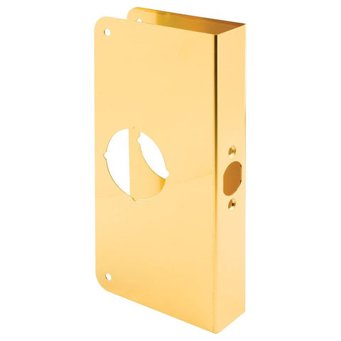 Defender Security U 9547 Lock and Door Reinforcer, 2-3/8 in Backset, 1-3/8 in Thick Door, Brass, Brass, 9 in H