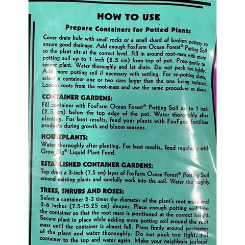 FoxFarm Ocean Forest Organic All Purpose Potting Soil 12 qt