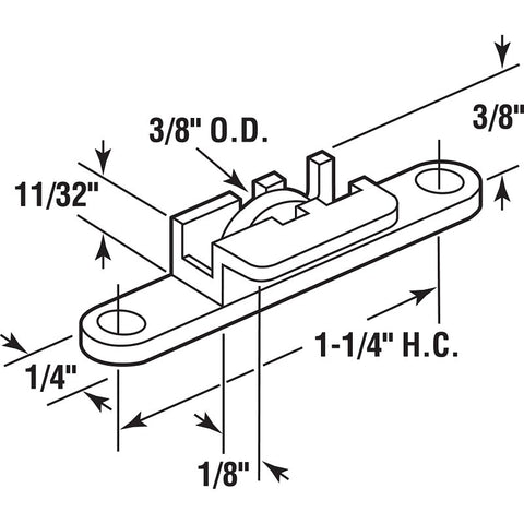 Prime-Line G 3038 Roller Assembly, 3/8 in W, 1/4 in L, Nylon/Steel, White