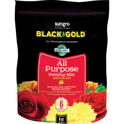 Black Gold All Purpose Potting Mix 8 qt, Pack of 8
