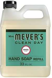 Mrs. Meyer's 14163 Hand Soap Refill, Liquid, Colorless, Basil, 33 oz Jug