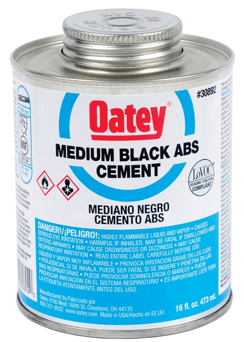 Oatey 30889 Medium-Bodied Fast Set Cement, 8 oz Can, Liquid, Black