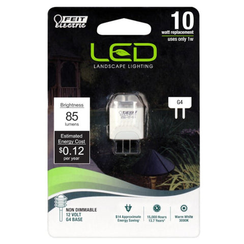 Feit Electric LVG410/LED Landscape LED Bulb, Specialty, 10 W Equivalent, G4 Lamp Base, Warm White Light, Pack of 6