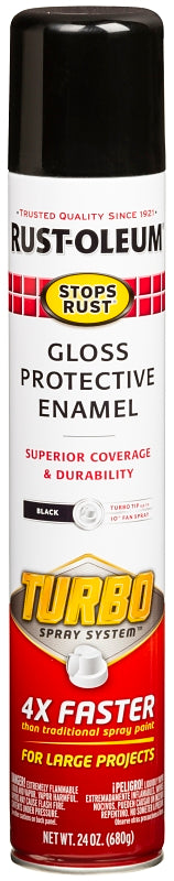 Rust-Oleum 334128 Rust Preventative Spray Paint, Gloss, Black, 24 oz, Can Turbo, Pack of 6
