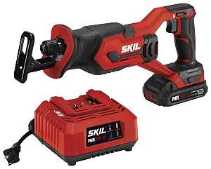 Skil RS582902 Compact Reciprocating Saw Kit, Battery Included, 20 V, 2 Ah, 3/4 to 4-3/4 in Cutting Capacity