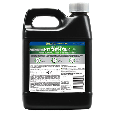 Zep U49710 Drain Opener, Liquid, Clear/Light Yellow, Chlorine, 32 oz