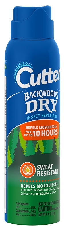 Cutter Backwoods HG-96248 Dry Insect Repellent, Aerosol, DEET, Ethanol, 4 oz Aerosol Can