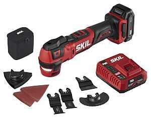 Skil OS592702 Oscillating Multi-Tool Kit, Battery Included, 12 V, 2 Ah, 18,000 opm, 3.6 deg Oscillating