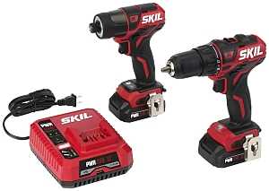SKIL CB736701 Combination Kit, Battery Included, 20 V, Tools Included: Drill Driver, Impact Driver