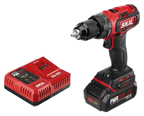 Skil DL529302 Drill Driver Kit, Battery Included, 20 V, 2 Ah, 1/2 in Chuck, Keyless Chuck