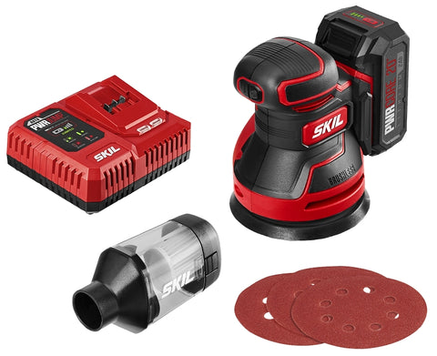 Skil SR660302 Random Orbit Sander Kit, Tool Only, 20 V, 2 Ah, 125 mm Pad/Disc