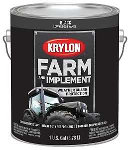 Krylon K01965000 Farm Equipment Paint, Black, Low Gloss, 1 gal, 50 to 200 sq-ft/gal Coverage Area, Pack of 4
