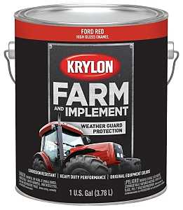 Krylon K01972000 Farm Equipment Paint, High-Gloss Sheen, Ford Red, 1 gal, 50 to 200 sq-ft/gal Coverage Area, Pack of 4
