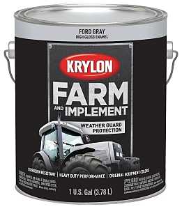 Krylon K01973000 Farm Equipment Paint, High-Gloss Sheen, Ford Gray, 1 gal, 50 to 200 sq-ft/gal Coverage Area, Pack of 4