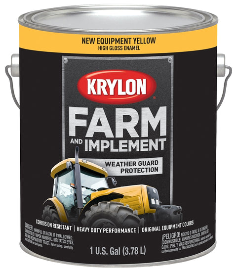 Krylon K01974000 Farm Equipment Paint, High-Gloss Sheen, New Equipment Cat Yellow, 1 gal, Pack of 4