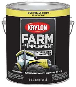 Krylon K01975000 Farm Equipment Paint, High-Gloss Sheen, New Holland Yellow, 1 gal, 50 to 200 sq-ft/gal Coverage Area, Pack of 4
