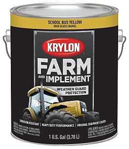 Krylon K01976000 Farm Equipment Paint, High-Gloss Sheen, School Bus Yellow 12, 1 gal, 50 to 200 sq-ft/gal Coverage Area, Pack of 4