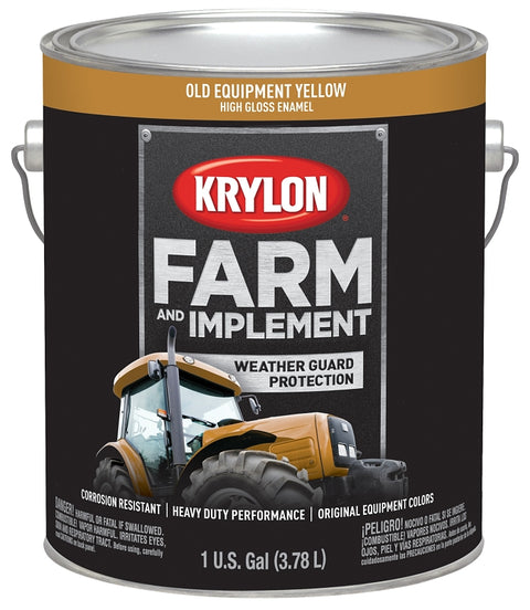 Krylon K01985000 Farm Equipment Paint, High-Gloss Sheen, Old Equipment Cat Yellow, 1 gal, Pack of 4