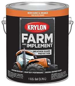 Krylon K01986000 Farm Equipment Paint, High-Gloss Sheen, New Kubota Orange, 1 gal, 50 to 200 sq-ft/gal Coverage Area, Pack of 4