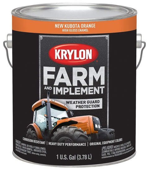 Krylon K01986000 Farm Equipment Paint, High-Gloss Sheen, New Kubota Orange, 1 gal, 50 to 200 sq-ft/gal Coverage Area, Pack of 4