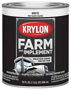 Krylon K02021000 Farm Equipment Paint, High-Gloss Sheen, White, 1 qt, 50 to 200 sq-ft/gal Coverage Area, Pack of 2