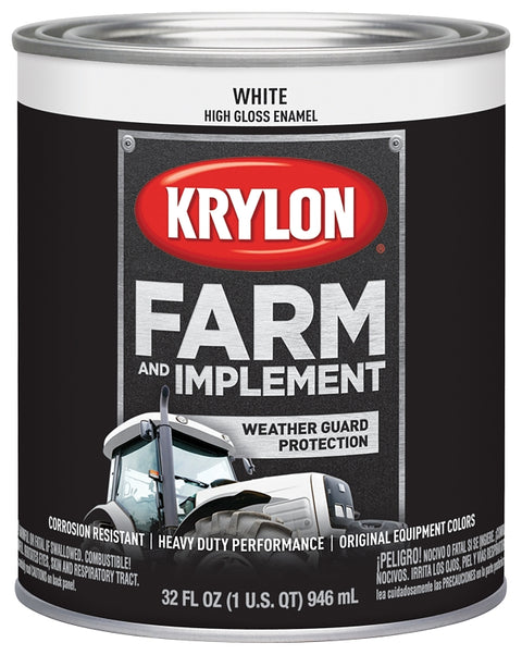 Krylon K02021000 Farm Equipment Paint, High-Gloss Sheen, White, 1 qt, 50 to 200 sq-ft/gal Coverage Area, Pack of 2