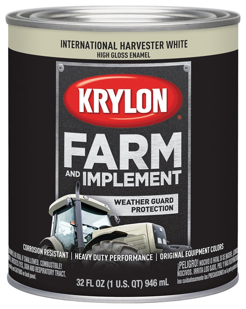 Krylon K02034000 Farm Equipment Paint, High-Gloss Sheen, International Harvester White, 1 qt, Pack of 2