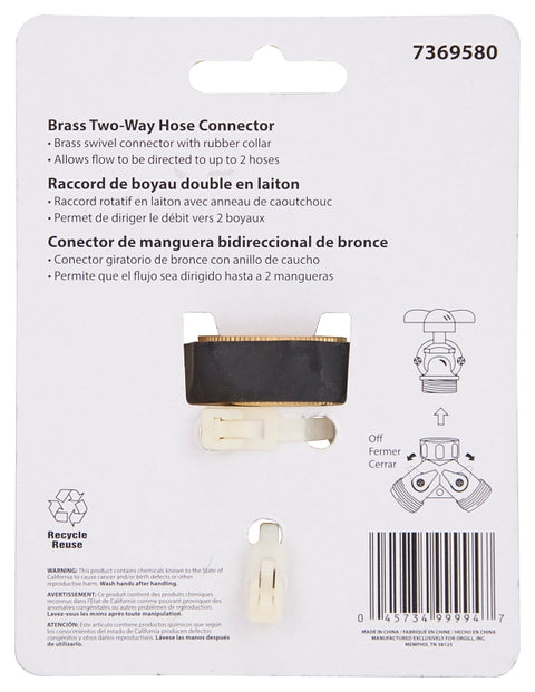 Landscapers Select GB9105A3L Y-Connector, Female and Male, Brass, Brass, For: Garden Hose and Faucet