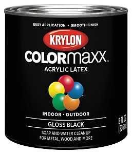 Krylon K05605007 Paint, Gloss, Black, 8 oz, 25 sq-ft Coverage Area